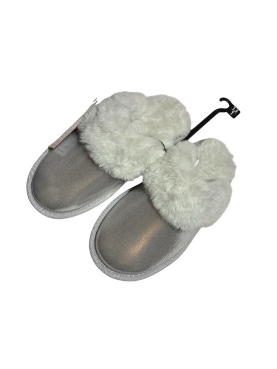 Holiday Time Other - Mommy & Me Silver Faux Fur Slip-On Slippers for Kids